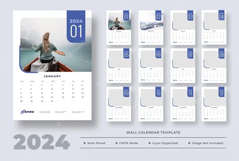 Premium PSD | 2024 wall calendar template wall calendar planner Calendar Graphic Design, Calendar Graphic, Wall Calender, Wall Calendar Design, Calendar Design Template, Calendar Layout, Calendar Planner, Calendar Templates, Calendar Design