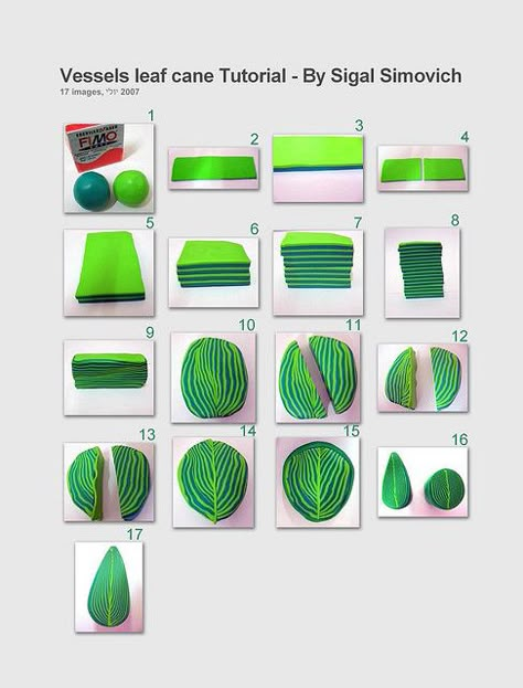 "Vessels leaf" cane - Tutorial | polymer clay - חי… | Flickr - Photo Sharing! Polymer Clay Leaf, Clay Leaf, Diy Fimo, Polymer Clay Cane Tutorial, Clay Things, Polymer Clay Jewelry Tutorials, Polymer Clay Cane, Polymer Clay Canes, Polymer Clay Diy