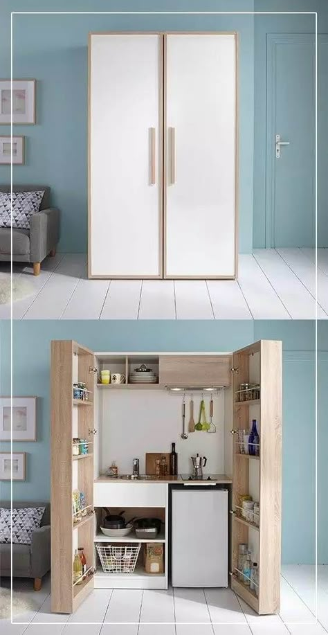 33 Best Hideaway Projects Ideas and Designs for 2019 Micro Kitchen, Desain Pantry, Storage Table, Decor Pillows, Smart Storage, Design Del Prodotto, Trendy Kitchen, Space Saving Furniture, Design Case