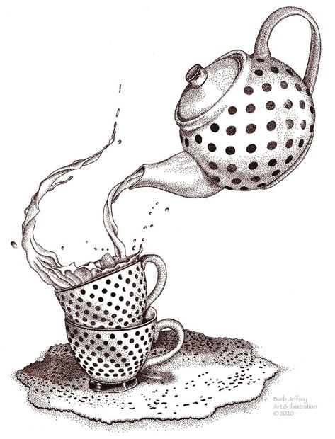 Teapot Drawing, Teapot Tattoo, Tea Cup Drawing, Tea Crafts, Wonderland Tattoo, Unique Drawings, Wood Burning Patterns, Art Folder, Tea Art