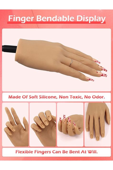 Practice Hand for Acrylic Nails, Soft Silicone Nail Hand Practice Mannequin Hand with Stand Bracket, Realistic Fake Hand for Nail Practice, Flexible Bendable Nail Training Hand for Nail Art Right) Healthy Practices, Hand Practice, Nail Training, Mannequin Hand, Nail Practice, Diy Makeup Remover, Diy Beauty Treatments, Nail Care Routine, Skin Care Steps