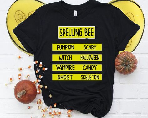 Fun and Comfortable Halloween Costumes | Teacher Halloween Costume | Spelling Bee T-Shirt Halloween Costume Comfortable Halloween Costumes, Halloween Costumes For Teachers, Easy Last Minute Halloween Costumes, Costumes For Teachers, Scary Witches, Halloween Costumes Women Scary, Halloween Group Costumes, Teacher Costume, Bee Puns