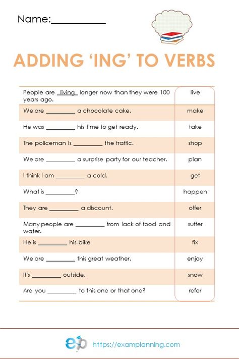 Adding 'ing' to verbs worksheet Adding 'ing' to words worksheets Adding Ing To Verbs Worksheets, Adding Ing Worksheet, Ing Form Worksheet, Ing Words Worksheet, Verb Ing Worksheet, English Spelling Rules, Free English Worksheets, Verbs Worksheet, Verb Words