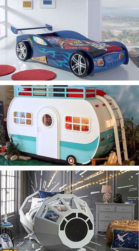 Ideas para la decoración de camas infantiles. Estas son las tendencias del 2017 para decorar los dormitorios de los más pequeños de la casa Children's Bedroom Ideas, Cool Kids Bedrooms, Car Bed, Bed Plans, Toddler Bedrooms, Big Boy Room, Kids' Bed, Baby Bedroom, Boys Bedrooms