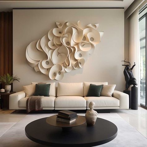 36 Unique Wall Decoration Ideas for a Stylish Living Room • 333+ Images • [ArtFacade] 3d Wall Sculpture Art Living Room, Asymmetrical Wall Art, Decor Frames On Wall, Living Room Wall Decor Ideas Indian, Art Niche Decorating Ideas, Wall Sculpture Art Modern, Wall Niche Decor Ideas, Niche Decorating Ideas, Art Centerpieces