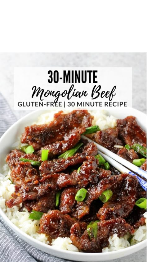 This Gluten Free 30-Minute Mongolian Beef is a savory, sweet, & delicious dinner recipe!! With thinly cut steak, soy sauce, brown sugar, fresh garlic and ginger. #TasteAndSee Winter Gluten Free Dinner, Gluten Free Skillet Meals, Gluten Free Chinese Food Recipes, Grain Free Dinner Recipes, Gf Dinner Ideas, Beef Chunks Recipes, Grain Free Recipes Dinner, Gluten Free Chinese Food, Gluten Free Dinners