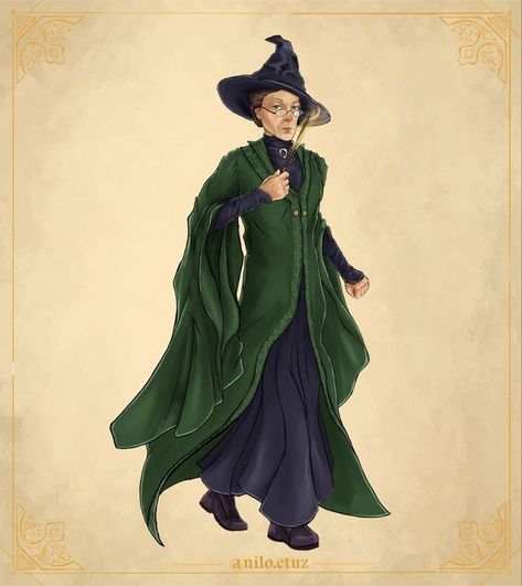 Minerva Mcgonagall Fanart, Mcgonagall Fanart, Professor Minerva Mcgonagall, Hogwarts Fanart, Hp Fanart, Minerva Mcgonagall, Harry Potter Cartoon, Harry Potter Print, Albus Dumbledore