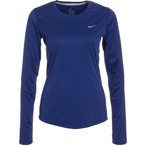 Nike Miler Long Sleeve ($39) ❤ liked on Polyvore featuring activewear, activewear tops, deep blue, sports fashion, tops, womens-fashion, long sleeve sport shirts, sports shirts, long sleeve shirts and nike sportswear Nike Fitted Long Sleeve, Dark Blue Long Sleeve Shirt Outfit, Dark Blue Long Sleeve Shirt, Long Sleeve Athletic Shirt, Long Sleeve Shirt Outfits, Nike Miler, Athletic Long Sleeve, Nike Activewear, Dark Blue Shirt