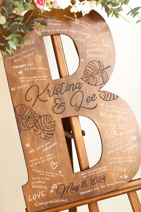 Letter Wedding Guest Book, Wooden Guest Book, Personalised Guest Book, Guest Book Alternative, Love Hug, Wish You The Best, Guest Books, Guest Book Alternatives, Sign Wedding