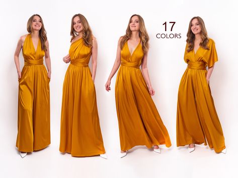 Gold Infinity Jumpsuit, Silk Jumpsuit, Bridesmaid Jumpsuit, Multi Wrap Multiway Convertible Jumpsuit, Bridesmaid Dress - Etsy Australia Champagne Bridesmaid Jumpsuit, Bridesmaid Jumpsuit Wedding, Jumpsuit Bridesmaid Dresses, Jumpsuit For Plus Size, Jumpsuit Formal Wedding, Jumpsuit Bridesmaid, Infinity Jumpsuit, Bridesmaid Jumpsuit, Plus Size Palazzo