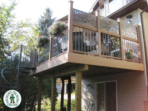 Second Story Deck Privacy Ideas, High Deck Privacy Ideas, Privacy Wall On Deck, Backyard Entertaining Area, High Deck, Privacy Planter, Second Story Deck, Corner Pergola, Backyard Renovation