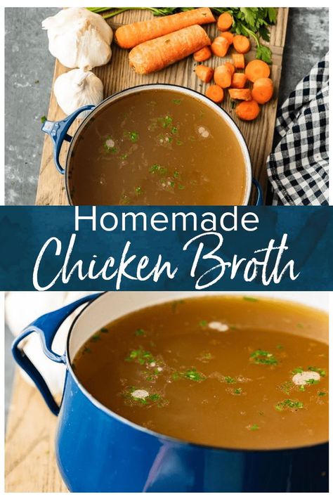 Chicken Broth From Whole Chicken, Chicken Broth Recipe, Chicken Broth Soup, Homemade Chicken Broth, Make Chicken Broth, Chicken Broth Recipes, Chicken Stock Recipe, Homemade Chicken Stock, Recipes Learn