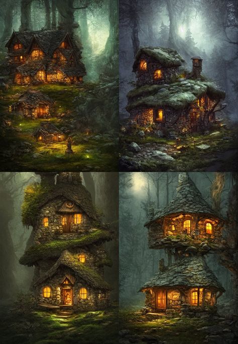 Cabin Couch, Fantasy Cabin, Fantasy Treehouse, Cozy Cabin In The Woods, Cute Cabins, Drawing Scenery, Wood Building, Cottage In The Woods, Fantasy House