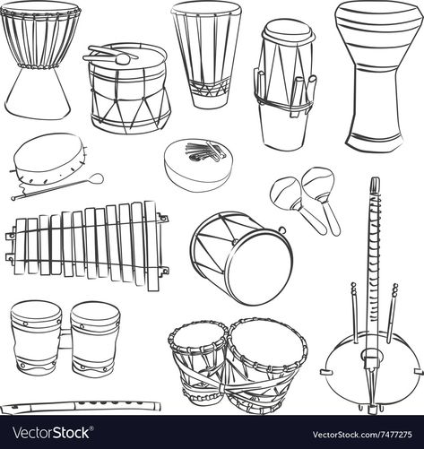 Afro Colombian, Marriage Drawing, Instruments Drawing, African Instruments, Music Billboard, Drum Drawing, Musical Instruments Drawing, Drawing Instruments, African Drum