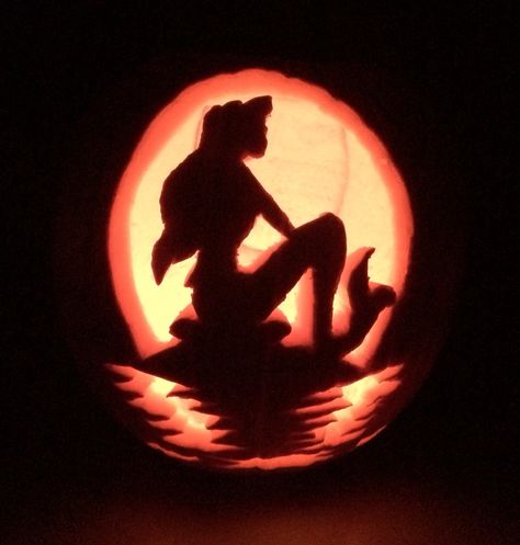 My Ariel, little mermaid, disney pumpkin carving project. Such an easy stencil. Such a great end result. Pumpkin Carving Mermaid, Pumpkin Carving Ideas Mermaid, Ariel Pumpkin Carving, Pumpkin Carving Disney Princess, Little Mermaid Pumpkin Carving, Disney Princess Pumpkin Carving, Little Mermaid Pumpkin Carving Stencil, Mermaid Pumpkin Carving, Pumpkin Carving Templates Easy