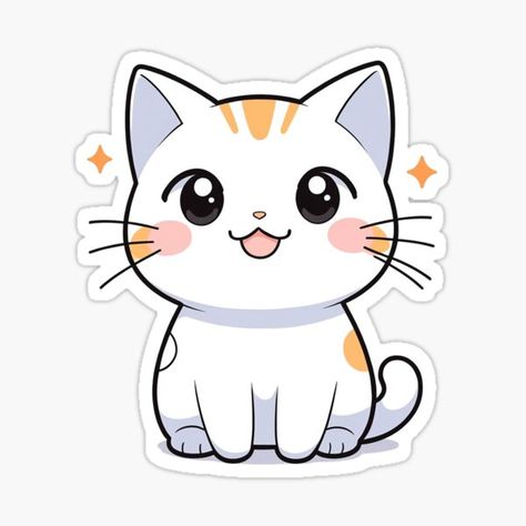 Cute Stickers For Sale, Cute Stickers Animals, Fun Stickers Design, Animal Printable Stickers, Cute Cat Anime, Cute White Kitten, Cute Cat Stickers, Cute Cat Cartoon, Stickers Animals