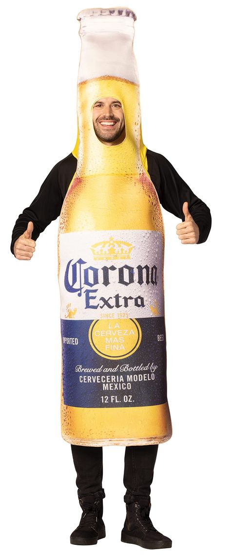 PRICES MAY VARY. Polyester Pull On closure Spot clean with cold water only. Do not wash, bleach, dry clean or iron. LA VIDA MAS FINA: Some time, a Corona and a lime. That’s La Vida Más Fina. The Corona Extra Bottle Halloween Costume is perfect for that cerveza lover enjoying the beach, backyard, or whatever you're feeling! INCLUDES: This costume includes a head in tunic with an open face and arm openings for easy eating and drinking. The top of the lime can be stuffed for additional support. The costume is printed on the front only in the likeness of the actual product with a polyknit back. Pants and shirt are not included. FIT & CARE: This costume is a one size and fits most adults. You can care for your new costume by simply spot cleaning with cold water only. Do not wash, bleach, dry cl Beer Costume, The Mask Costume, Beach Backyard, Classy Halloween Costumes, Pants And Shirt, Funny Halloween Costume, Funny Costumes, Fits Men, Easy Costumes