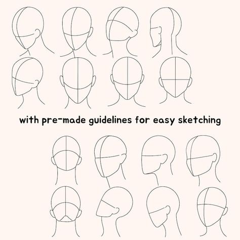 50 Effortless Face Procreate Stamps. Face Shapes Procreate Brushes Face Sketch with GuideLines Face with Shadows Anime Procreate Bundle Sketch With Guidelines, Face With Shadows, Face Procreate, Anime Procreate, Free Procreate Brushes, Drawing Cartoon Faces, 얼굴 드로잉, Procreate Stamps, Drawing Hair