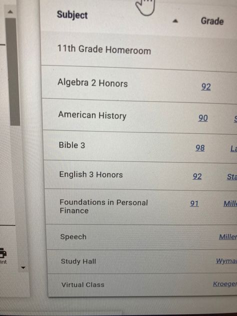 11th Grade, Algebra 2, Virtual Class, American History, Finance