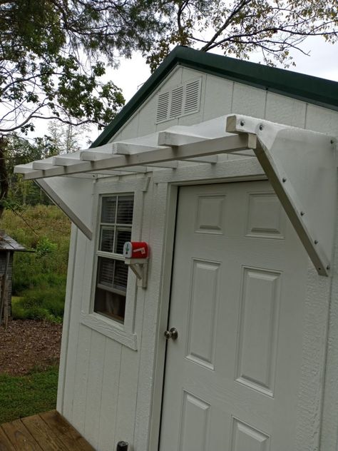 Marsha’s 8×8 Shed-To-Tiny-House Conversion Tiny House From Storage Shed, Shed Tiny House Conversion, Shed To Tiny House Conversion, 8x8 Shed, Garden Shed Diy, Shed Tiny Home, Tiny House Cottage, Shed Tiny House, Outdoor Covered Patio