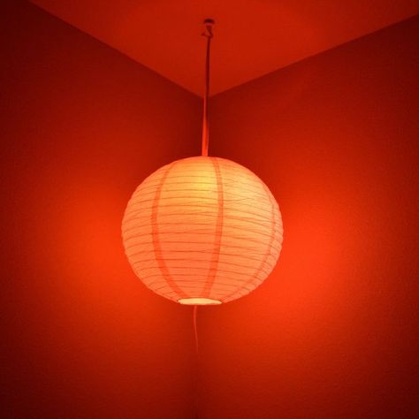 Lantern Hanging Light, Lamp Hanging From Ceiling, Hanging Lights In Bedroom Pendant Lights, Ikea Hanging Lamp, Lantern Lamps Bedroom, Red Paper Lamp, Paper Lantern Hanging, Paper Lantern Ceiling Light, Red Paper Lanterns