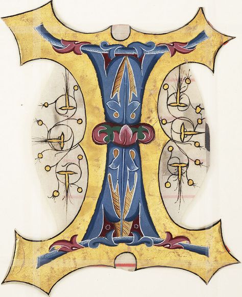 Decorated initial I, Italy, 1499 Illuminated Letter I, Illuminated Script, Ornamental Lettering, Illuminated Text, Drop Cap Design, Alphabet Calligraphy, Initial I, Medieval Illumination, Alfabet Letters