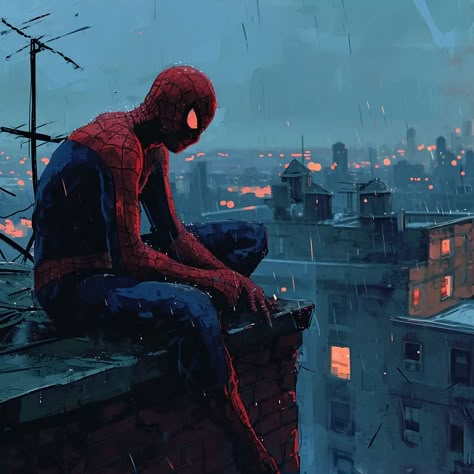 Amazing visual masterpiece managed by ThetaCursed, License: CC BY-NC 4.0 Spiderman Sitting On Building, Amazing Spiderman Art, Top Of A Building, Graphic Design Activities, Spiderman Art Sketch, Arte Peculiar, Spiderman Movie, Spiderman Pictures, Marvel Spiderman Art