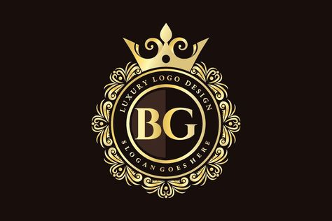 BG Initial Letter Gold calligraphic feminine floral hand drawn heraldic monogram antique vintage style luxury logo design Premium Vector Bg Logo, Luxury Logo Design, Heart Tree, Logo Banners, Luxury Logo, Cityscape Photos, Heart With Arrow, Initial Letter, Initial Letters