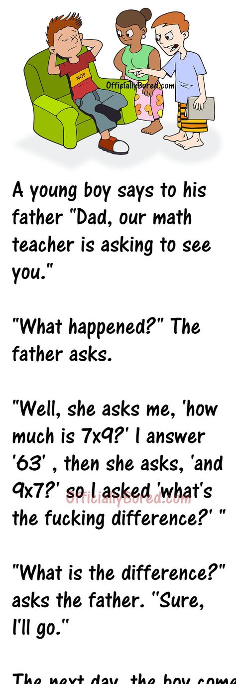 The next day, the boy comes home from school "Dad, have you gone by the school?" He asks. "Not yet." "Well when you do, come and see the gym teacher also." "Why?" asks the father. The boy explains, "Well, we had a gym class today, and he asked me to raise my left arm, I did. Then my right arm, I als School Jokes In English, School Last Day Quotes, Teachers Day Quotes Funny, Sarcastic Jokes Hilarious Laughing, Jokes In English For School, Last Day Of School Quotes Funny, Small Jokes, Jokes About School, Last Day Of School Quotes