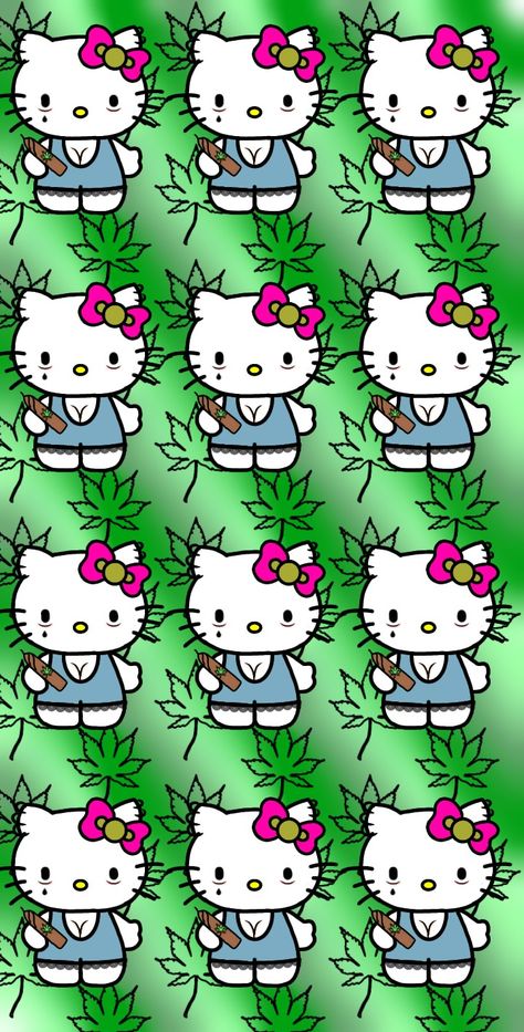 High Hello Kitty Wallpaper, Hello Kitty High Wallpaper, Silly Wallpapers Iphone, Green Hello Kitty Wallpaper, Iphone Wallpaper 12, Hello Kitty Aesthetic Wallpaper, Whatsapp Delta Themes, Green Hello Kitty, Hello Kitty Halloween Wallpaper