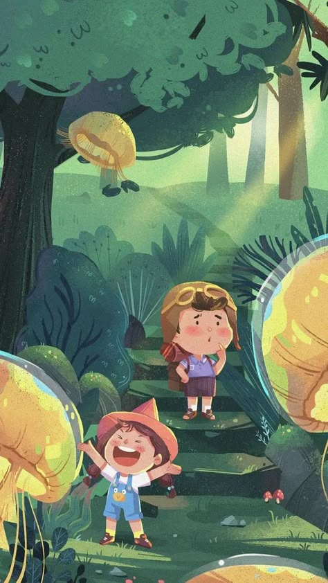 Kids Stories Illustration, Children's Book Characters, Book Illustration Design, Story Books Illustrations, Illustration Art Kids, Illustration Book, Picture Books Illustration, Forest Illustration, Childrens Books Illustrations