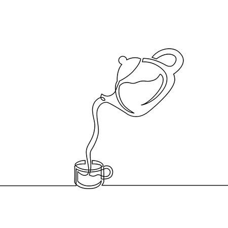 One Line Illustration, Teapot Tattoo, Drawing Cup, Minimal Tattoo Design, Line Art Vector, Simple Line Drawings, One Line Drawing, Continuous Line Drawing, Vector Sketch