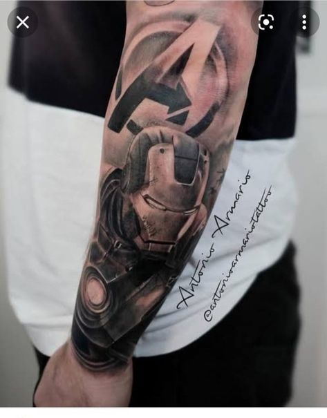 Iron Man Pictures, Iron Man Tattoo, Man Pictures, Man Tattoo, Guy Pictures, Forearm Tattoo, Tattoo Design, I Tattoo, Portrait Tattoo