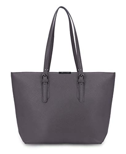 David Jones - Sac à Main Shopping Femme Grand Format - Sac Cours Lycée Fille - Cabas Fourre-Tout Porté Epaule Cuir PU Anse Longue - Shopper Grande Capacité A4 - Sac Etudiante Travail - Gris Glow Up, Work Office, Large Tote, School Work, David Jones, Top Handle, Tote Bag, Design