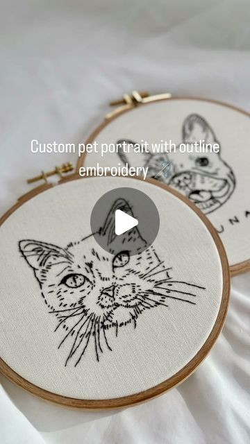 Custom Pet Portrait Embroidery 🔸 By Nazan on Instagram: "Custom pet portrait with outline embroidery 🪡  I’ve been putting it off for a long time, but it feels so good.  A photo of your pet is used for each embroidery. You can add a name for free.   5 inch size unless you specify a special size.  I can also send you a PDF with the drawing and all the steps if you want to embroider it yourself, and it is suitable for all levels. So beginner friendly 😇  You can click on the Etsy link in my profile to view the details💬  #outlinepetportrait #petemnroidery #customembroiderydesigns #customembroiderywork #petportrait #diypets #dogmom #dogmom #customdog customcat #handmadediy" Embroidery Dog, Line Art Portrait, Outline Embroidery, Dog Outline, Portrait Embroidery, Diy Stuffed Animals, Custom Pet Portraits, Custom Embroidery, Dog Portraits