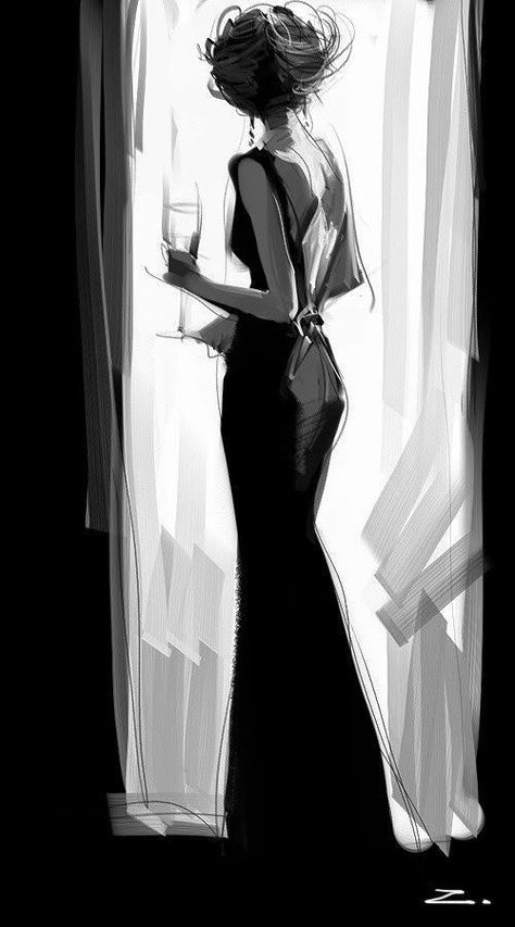 Single Girl Aesthetic, Reception Dress Long, Draw Clothes, Elegant Red Dress, Sketches Fashion, Birthday Dress Women, Draw Hands, Drawing Step By Step, Black And White Picture Wall