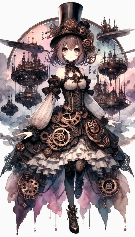 Steampunk Images, Steampunk Illustration, Steampunk Artwork, Mode Steampunk, Eyes Artwork, Adult Coloring Designs, Steampunk Diy, Steampunk Art, Anime Artwork Wallpaper