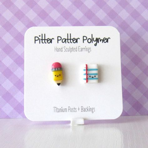 Pencil Earrings Pencil and Paper Teacher Earrings Pencil | Etsy Teacher Clay Earrings, School Earrings, Pencil Earrings, Jewelry School, Teacher Jewelry, Teacher Earrings, Meet The Teacher Template, Teachers Corner, Svg Ideas