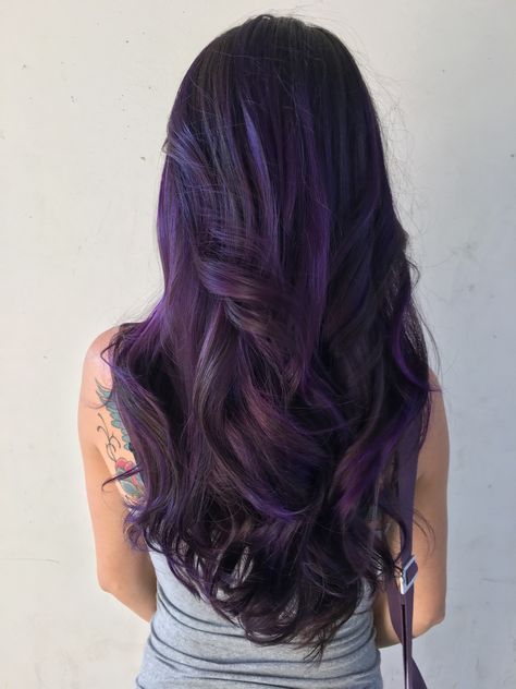 Purple hair, dark violet hair, mermaid hair, unicorn hair, galaxy hair, smoky hair, balayage, hair painting Dark Violet Hair, Dark Purple Hair Color, Dark Hair Dye, Violet Hair Colors, Lavender Hair Colors, Crush Crush, Dark Purple Hair, Purple Ombre Hair, Plum Hair