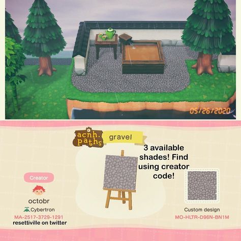 ✨Animal Crossing Patterns ✨ on Instagram: “Here’s a gravel path that would look amazing as a parking lot, floor for a zen or bath area, or even underneath lanterns! ✨Credit✨…” Acnh Parking Lot Design Code, Acnh Pathways, Animal Crossing Patterns, Animal Crossing Codes, Brick Paths, Acnh Patterns, Brick Path, Animals Crossing, Animal Crossing Guide