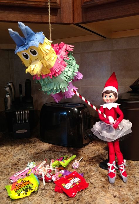 Elf on the Shelf - Piñata Elf On The Shelf Wednesday Ideas, Easter Elf On The Shelf, Elf On The Shelf Pinata, Elf Pinata, Birthday Elf On The Shelf Ideas, Elf On The Shelf Birthday Ideas, Birthday Elf, Bad Elf, Elf Kit