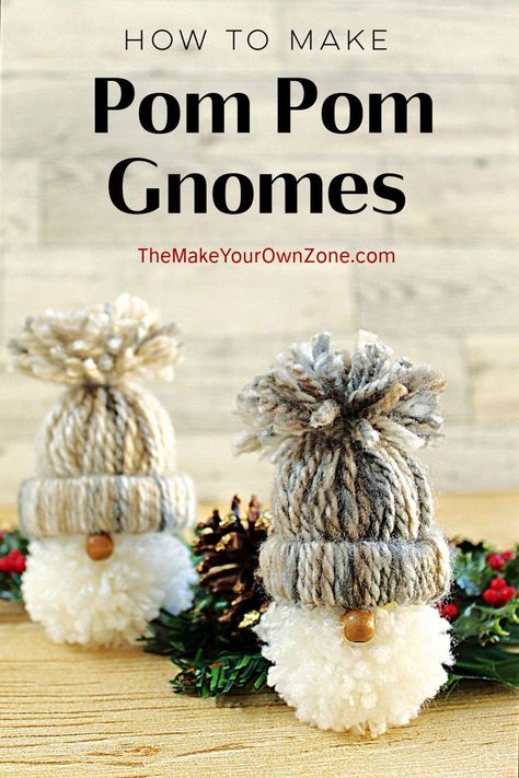 Pom Pom Gnomes, Christmas Yarn Crafts, Christmas Knomes, Yarns Ornaments, Toilet Paper Crafts, Christmas Yarn, Handmade Christmas Crafts, Yarn Pom Pom, Pom Pom Crafts