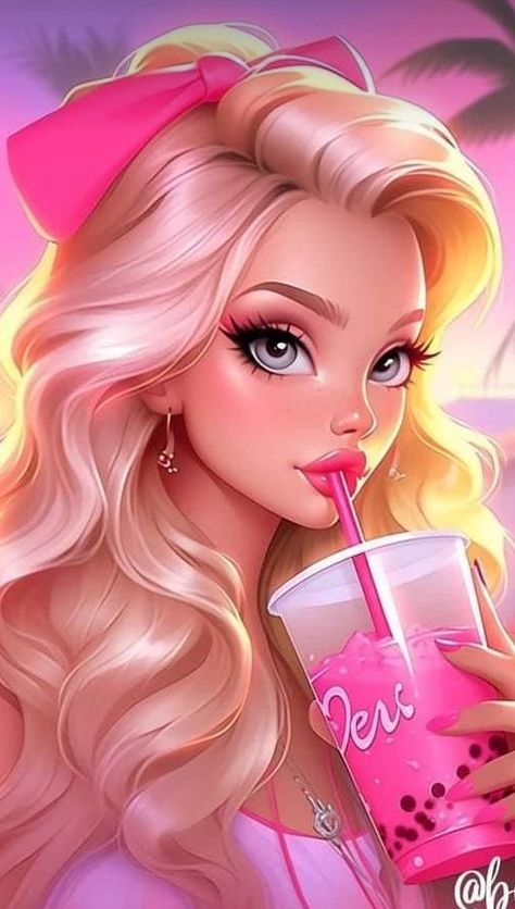 Black And Purple Wallpaper, Jelly Wallpaper, Bad Barbie, Pink Wallpaper Girly, Barbie Cartoon, Phone Wallpaper Pink, Barbie Model, Girly Drawings, Cute Cartoon Pictures