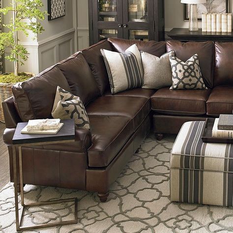 15 Large Sectional Sofas That Will Fit Perfectly Into Your Family Home Brown Sectional Living Room, Leather Couch Decorating, Leather Sectional Living Room, Sectional Living Room Decor, Brown Leather Couch Living Room, Sofa Kulit, Leather Couch Sectional, Brown Sofa Living Room, Living Room Decor Brown Couch