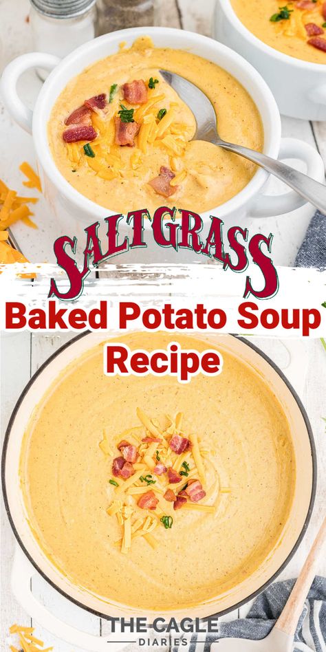 Blended Potato Soup Recipe, Copycat Saltgrass Potato Soup, Restaurant Potato Soup, Salt Grass Potato Soup Recipe, Panera Potato Soup Recipe Copycat, Chilis Potato Soup Recipe Copycat, Longhorn Potato Soup Recipe, Soup And Sandwich Recipes, Saltgrass Potato Soup