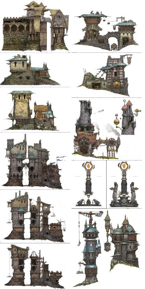 Décor Steampunk, Steampunk City, Steampunk House, Building Concept, Clay Houses, Minecraft Architecture, Building Art, Fantasy House, Fantasy City