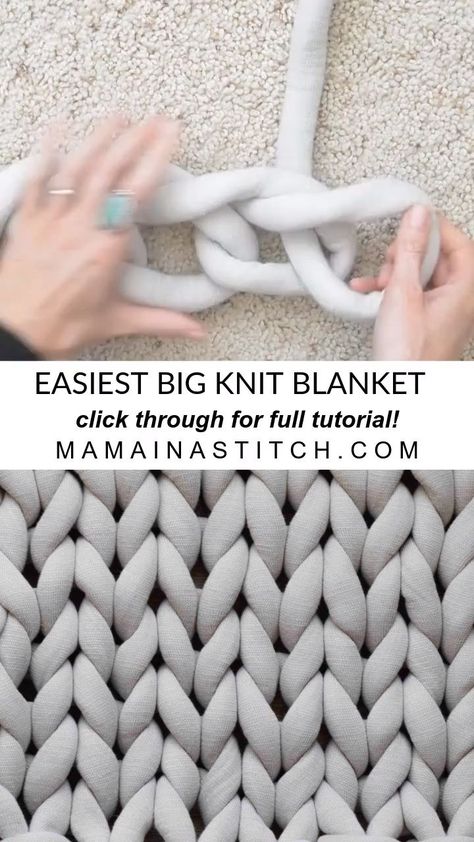 Big Yarn Blanket, Giant Knit Blanket, Diy Knit Blanket, Big Blanket, Big Knit Blanket, Chunky Blankets, Arm Knitting Blanket, Big Yarn, Diy Knit