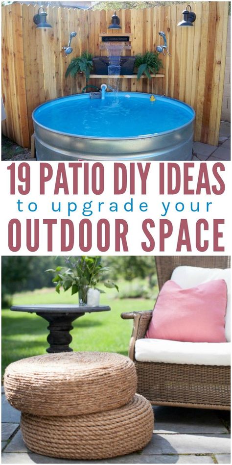 Looking for a few fun summer projects? Tackle one or more of these diy patio ideas! Most of these projects can be completed in just a few hours (or a day, easily), so they’re not too overwhelming for diy beginners. Time to grab the power tools and get started sprucing up your patio! Patio Diy Ideas, Fun Summer Projects, Enclosed Patio Ideas, Diy Patio Ideas, Patio Upgrade, Yard Ideas Cheap, Outdoor Patio Diy, Cheap Backyard, Outdoor Patio Designs