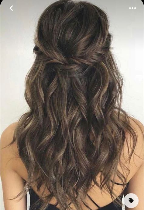 Prom Hairstyles For Brunettes, Event Curly Hairstyles, Grad Hair Medium Length, Hairstyles For Prom Medium Length Brown Hair, Braidsmaids Hairstyles Medium Hair, Hairstyles For Prom Medium Length Simple, Wedding Guest Hairstyles Brown Hair, Prom Hairstyles Dark Brown Hair, Prom Hairstyles For Brown Hair