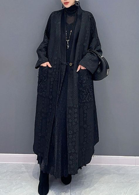 Cotton Maxi Dress Summer, Mori Witch, Goth Outfit Ideas, Long Outer, Visual Clothing, Long Sleeve Outfits, Cotton Long Dress, Long Trench, Long Trench Coat